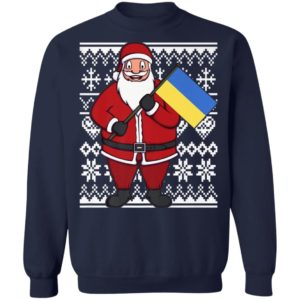 Ukraine Flag Santa Ukrainian Christmas Shirt Sweatshirt Navy S