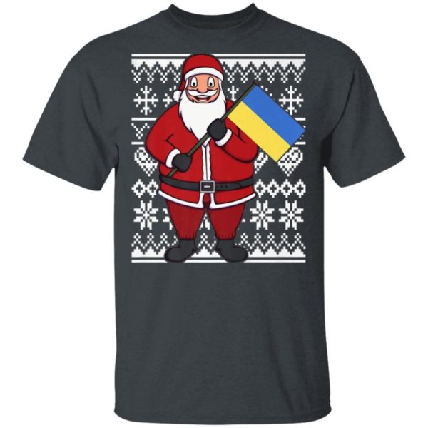 Ukraine Flag Santa Ukrainian Christmas Shirt Unisex T-Shirt Dark Heather S
