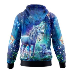 Unicorn Mom and Kid In The Forest 3D All Over Print Hoodie product photo 1