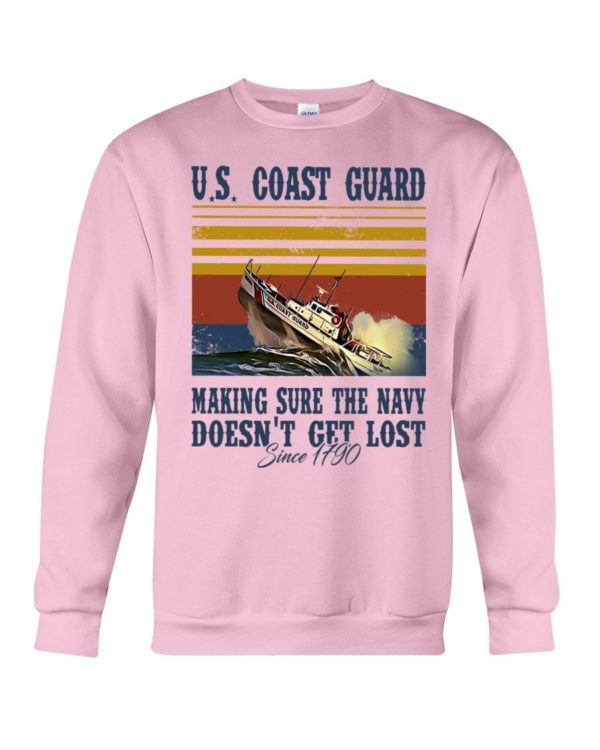 Us Coast Guard Making Sure The Navy Doesn't Get Lost Shirt Crewneck Sweatshirt Light Pink S