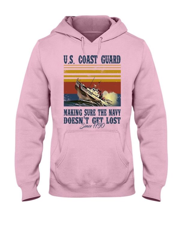 Us Coast Guard Making Sure The Navy Doesn't Get Lost Shirt Hooded Sweatshirt Light Pink S