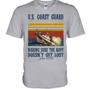 Us Coast Guard Making Sure The Navy Doesn't Get Lost Shirt V-Neck T-Shirt Ash S