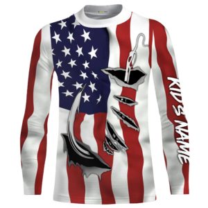 US fishing fish hook american flag 3d all over print shirt product photo 2