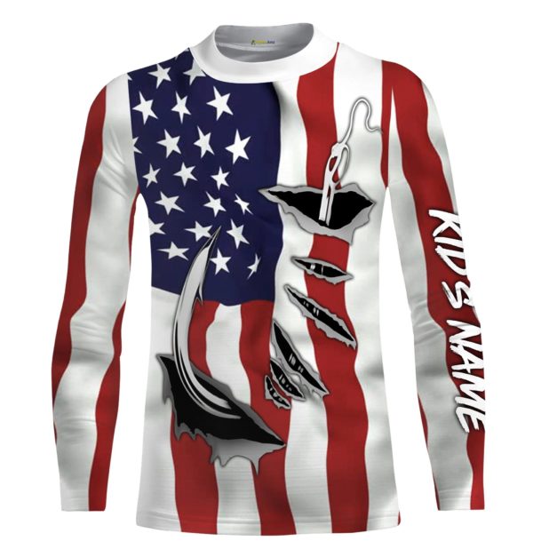 US fishing fish hook american flag 3d all over print shirt product photo 2