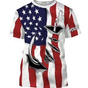 US fishing fish hook american flag 3d all over print shirt 3D T-Shirt S