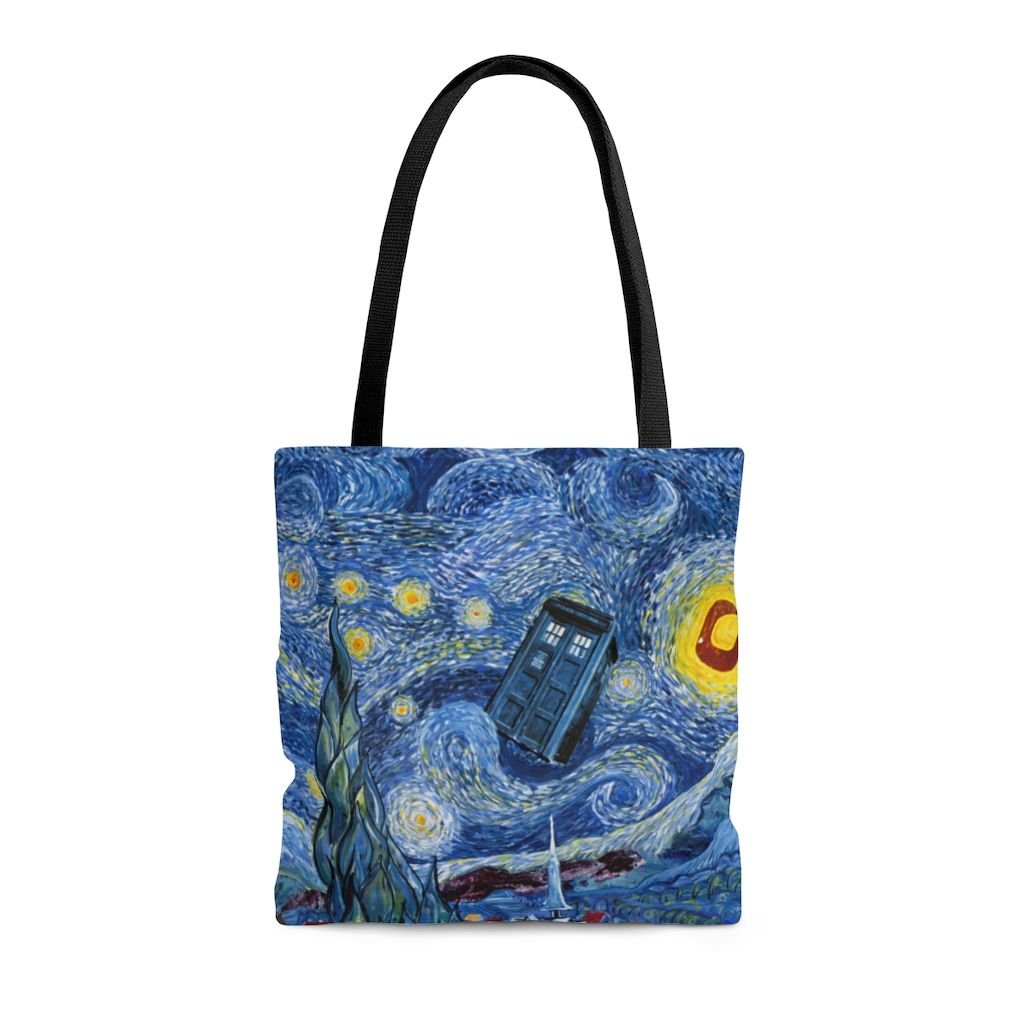 Van Gogh’s Painting Starry Night Doctor Who All Over Print Tote Bag Style: Medium