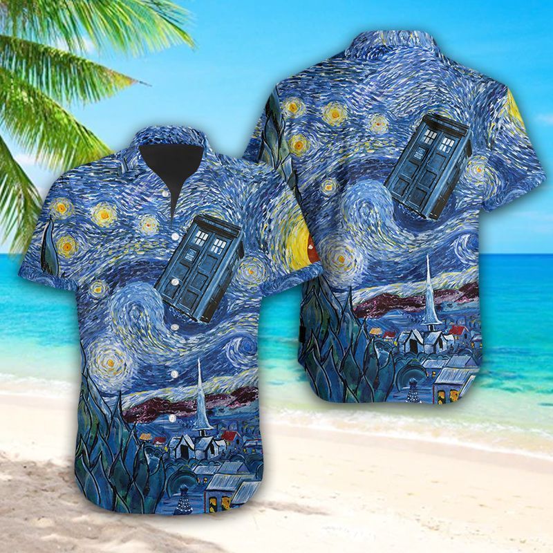 Van Gogh's Painting Starry Night Doctor Who Hawaiian Shirt Short Sleeve Hawaiian Shirt Royal S