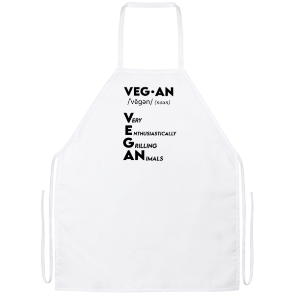Vegan (Noun), Very Enthusiastically Grilling Animals Apron White One Size
