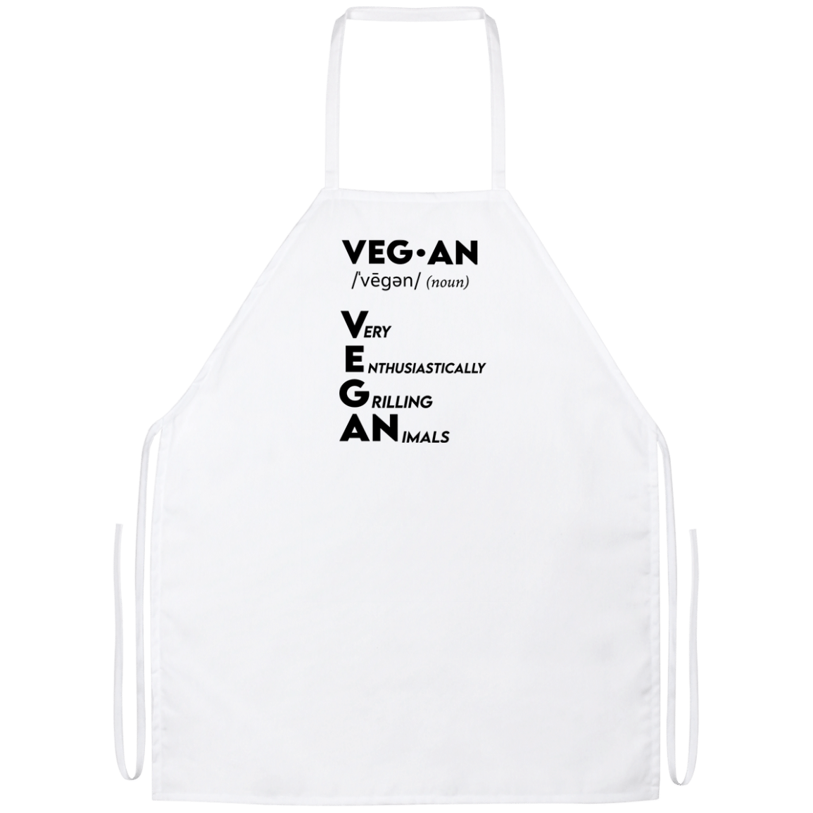 Vegan (Noun), Very Enthusiastically Grilling Animals Apron Color: White, Size: One Size