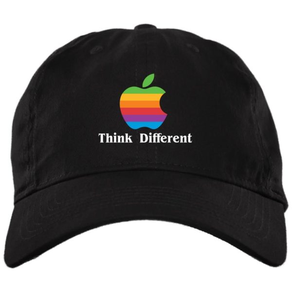 Vintage Think Different Apple Mac Hat | Cap BX001 Brushed Twill Unstructured Dad Cap Black One Size