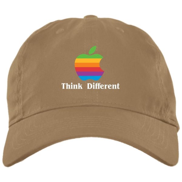 Vintage Think Different Apple Mac Hat | Cap BX001 Brushed Twill Unstructured Dad Cap Khaki One Size