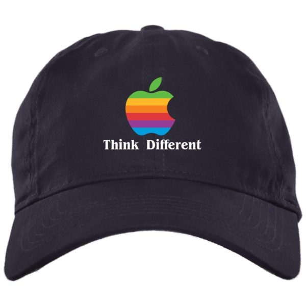 Vintage Think Different Apple Mac Hat | Cap BX001 Brushed Twill Unstructured Dad Cap Navy One Size