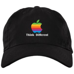 Vintage Think Different Apple Mac Hat | Cap BX880 Twill Unstructured Dad Cap Black One Size