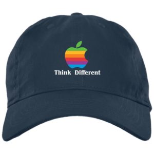Vintage Think Different Apple Mac Hat | Cap BX880 Twill Unstructured Dad Cap Navy One Size