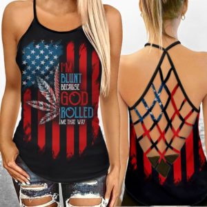 Weed Leaf God Roll Me That Way Criss-Cross Open Back Tank Top product photo 0