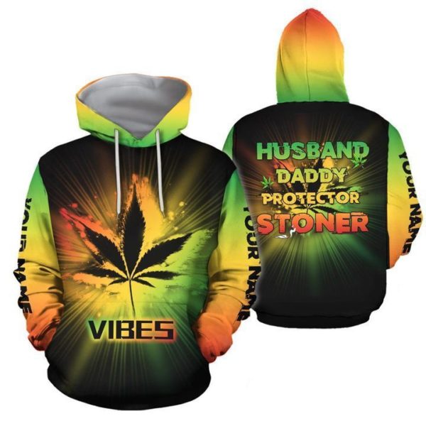 Weed Vibes Husband Daddy Protector Toner Personalized 3D Shirt 3D Hoodie Black S