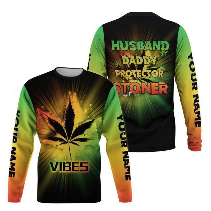 Weed Vibes Husband Daddy Protector Toner Personalized 3D Shirt Style: 3D Sweatshirt, Color: Black