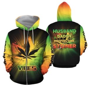 Weed Vibes Husband Daddy Protector Toner Personalized 3D Shirt 3D Zip Hoodie Black S