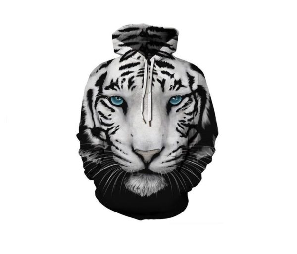 White Tiger Paint 3D All Over Print Hoodie 3D Hoodie Black S