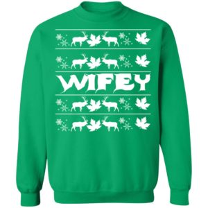 Wifey Hubby Couple Christmas Sweatshirt Wifey Green S