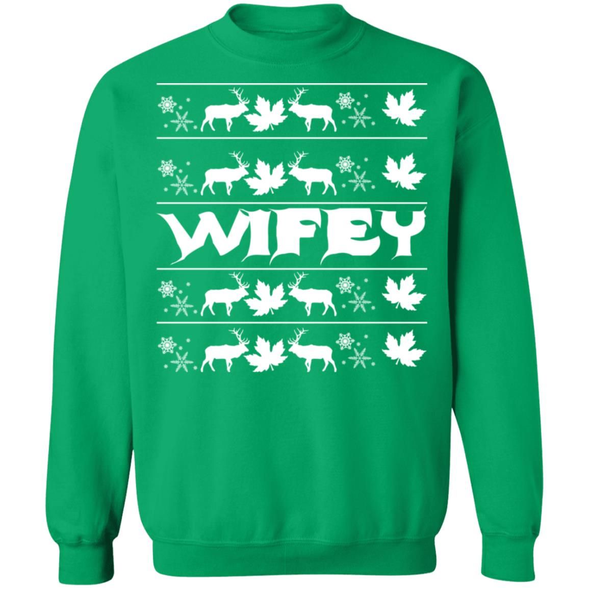 Wifey Hubby Couple Christmas Sweatshirt Style: Wifey, Color: Green