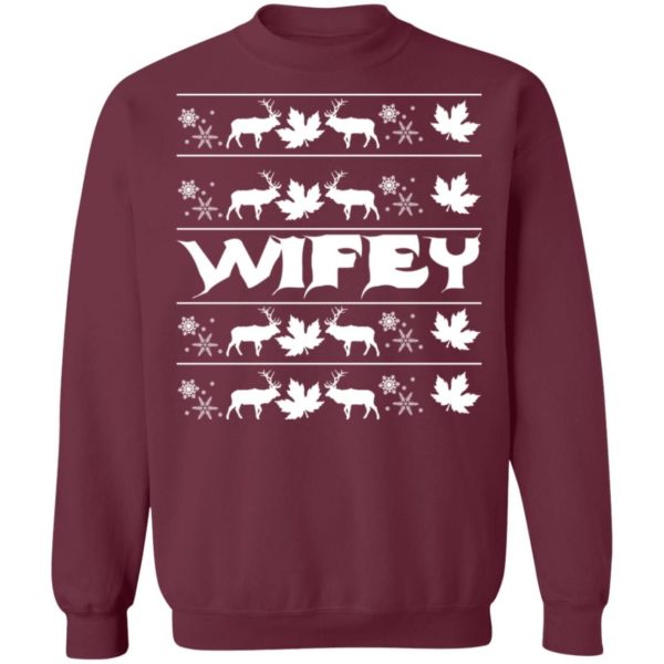 Wifey Hubby Couple Christmas Sweatshirt Wifey Maroon S