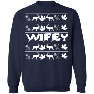 Wifey Hubby Couple Christmas Sweatshirt Wifey Navy S