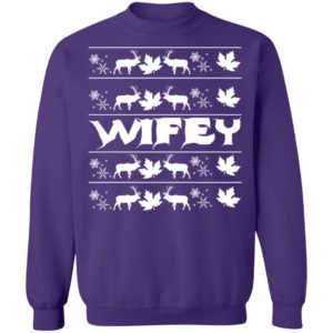 Wifey Hubby Couple Christmas Sweatshirt Wifey Purple S