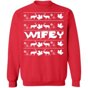 Wifey Hubby Couple Christmas Sweatshirt Wifey Red S