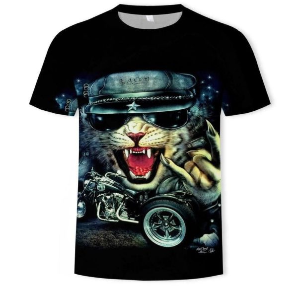Wildcat Biker All Over Print 3D T-Shirt 3D T-Shirt Black S