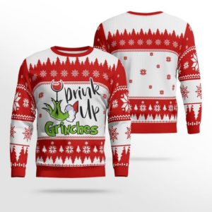 Wine Lover Drink Up Grinches Christmas Sweater AOP Sweater Red S