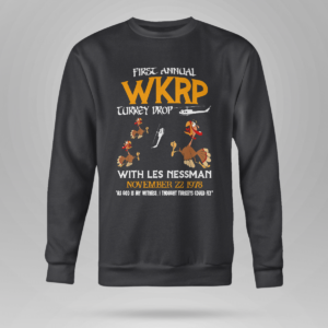 WKRP Turkey Drop Shirt Crewneck Sweatshirt Black S