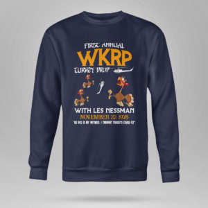 WKRP Turkey Drop Shirt Crewneck Sweatshirt Navy S