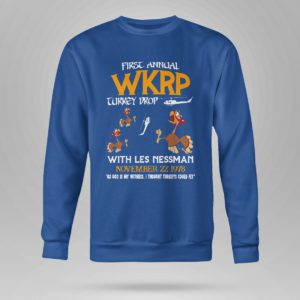 WKRP Turkey Drop Shirt Crewneck Sweatshirt Royal Blue S