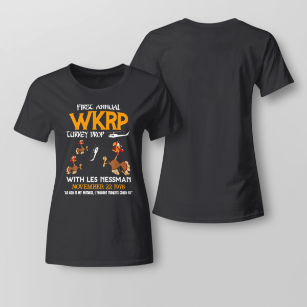 WKRP Turkey Drop Shirt Ladies T-shirt Black XS