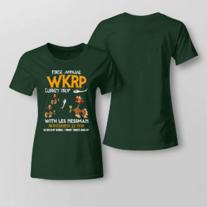 WKRP Turkey Drop Shirt Ladies T-shirt Forest Green XS