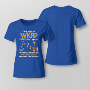 WKRP Turkey Drop Shirt Ladies T-shirt Royal Blue XS