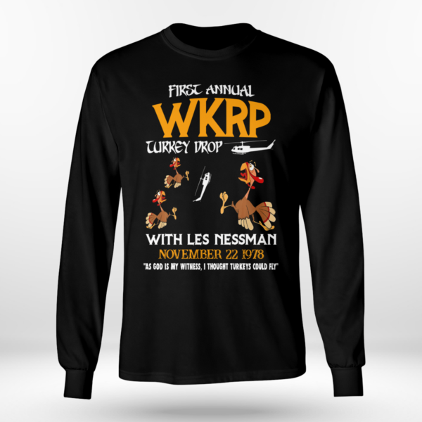 WKRP Turkey Drop Shirt Long Sleeve Tee Black S