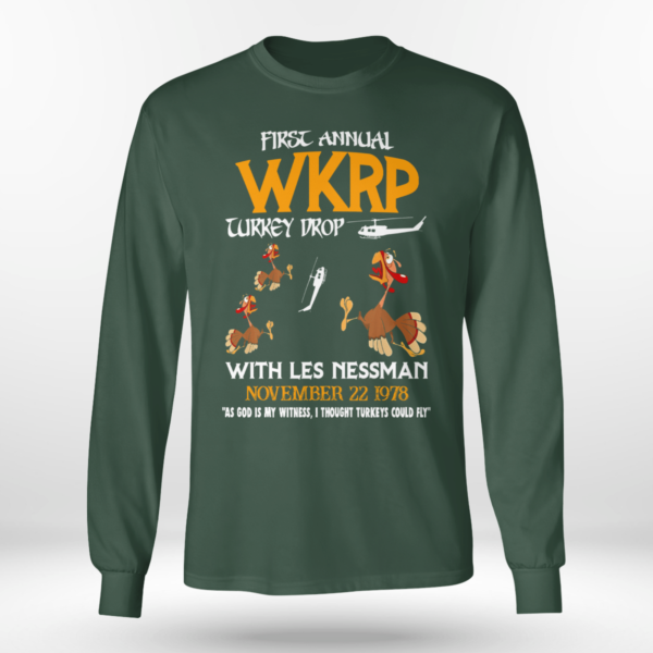 WKRP Turkey Drop Shirt Long Sleeve Tee Forest Green S