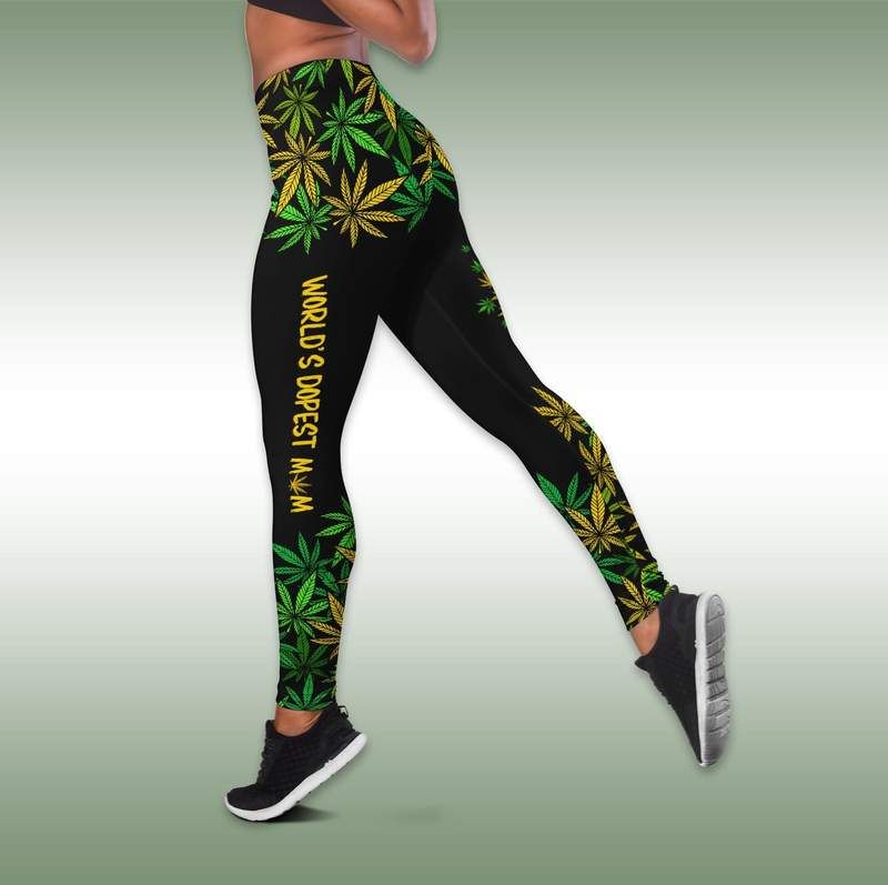 World Dopest Mom Weed Sunflower Hollow Tank Top - Legging 3D All Over Print Style: Legging, Size: S