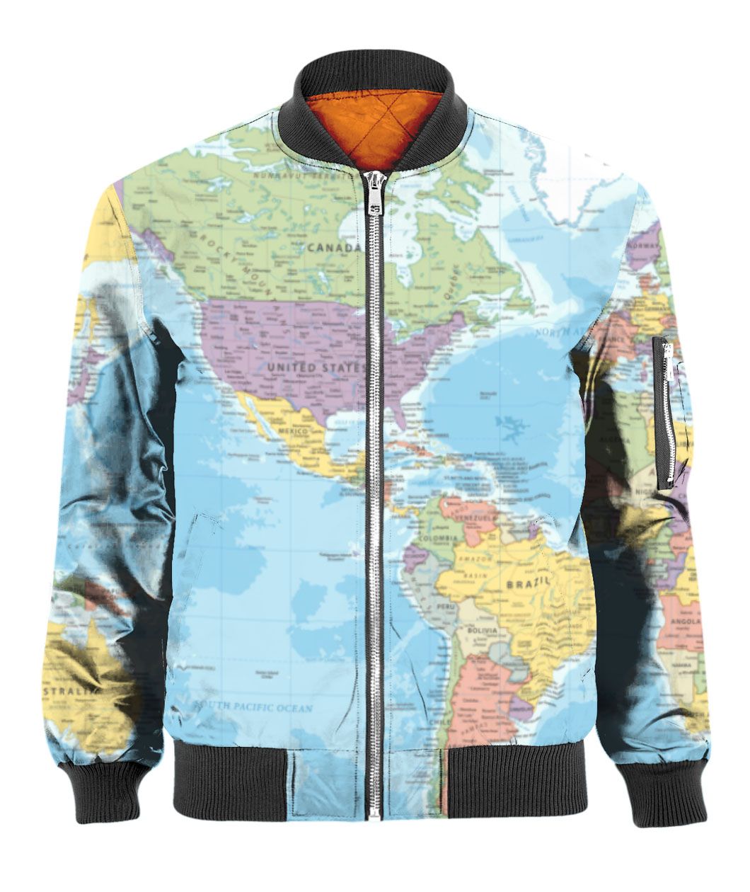 World Map, USA Map All Over Print 3D Shirt Style: Bomber 3D