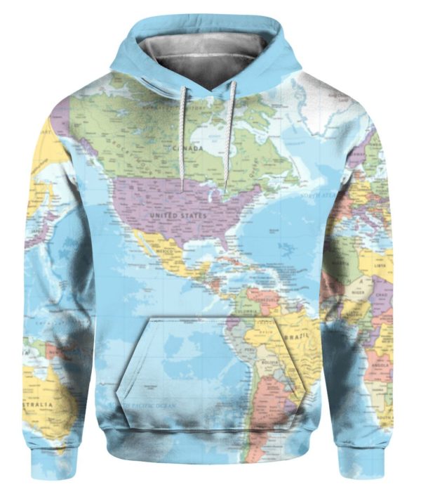 World Map, USA Map All Over Print 3D Shirt Hoodie