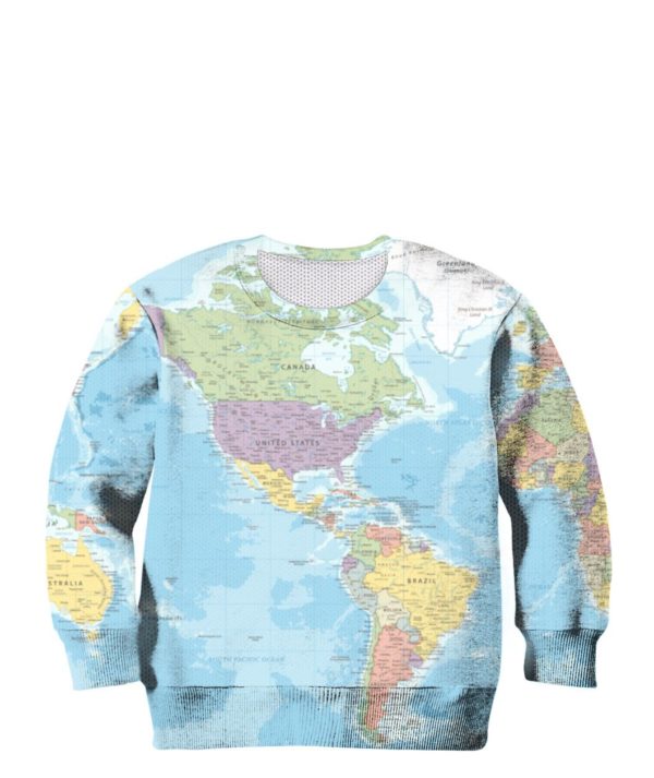 World Map, USA Map All Over Print 3D Shirt Kids Sweater