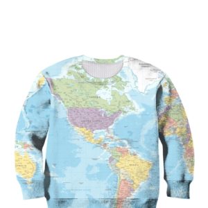 World Map, USA Map All Over Print 3D Shirt Kids Sweatshirt