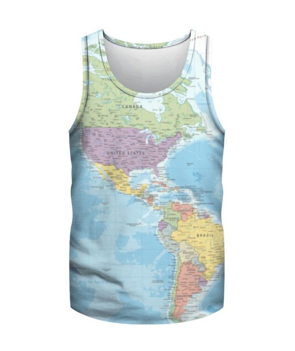 World Map, USA Map All Over Print 3D Shirt Men's Tank-Top 3D