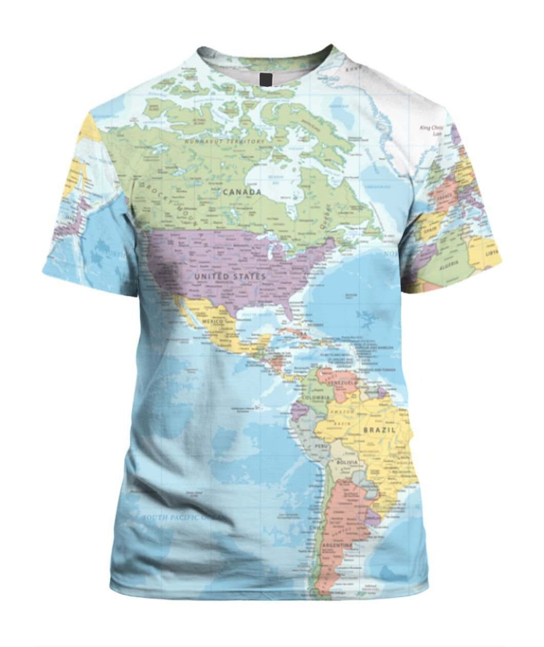 World Map, USA Map All Over Print 3D Shirt Style: Tee 3D