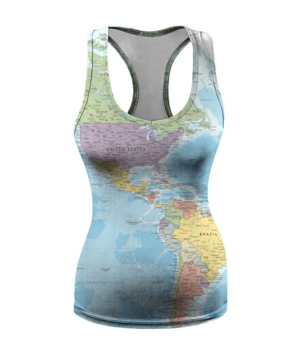 World Map, USA Map All Over Print 3D Shirt Women's Tank-Top 3D