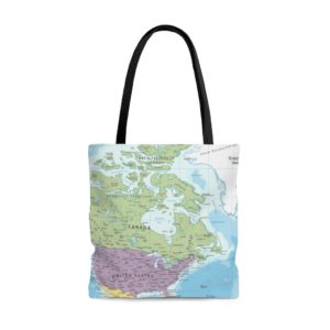 World Map, USA Map All Over Print Tote Bag Large