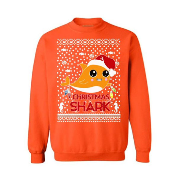 Yellow Dolphin Welcome Christmas Smiling Shark Sweatshirt Sweatshirt Orange S