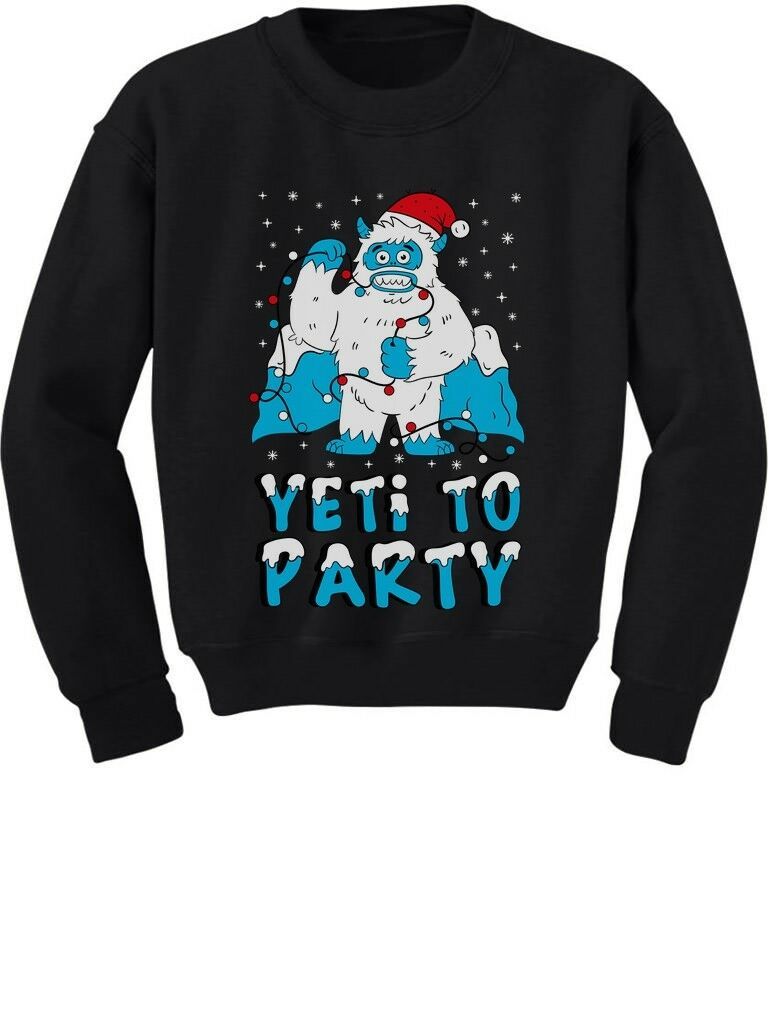 Yeti To Party Yeti Funny Santa Christmas Sweatshirt Style: Sweatshirt, Color: Black